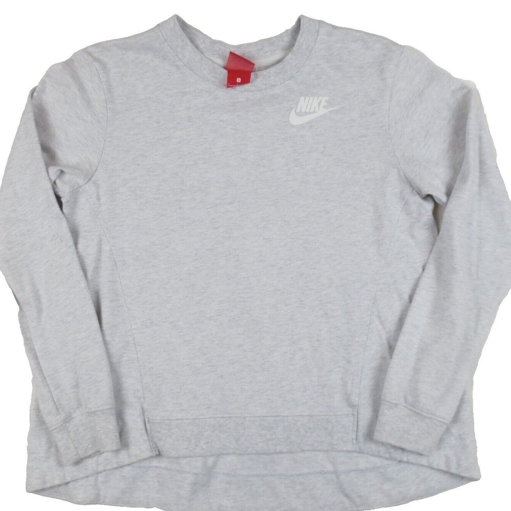 Nike Sweatshirt Womens Small Gray Pullover Crew Neck Hi Lo Athleisure Gym Yoga